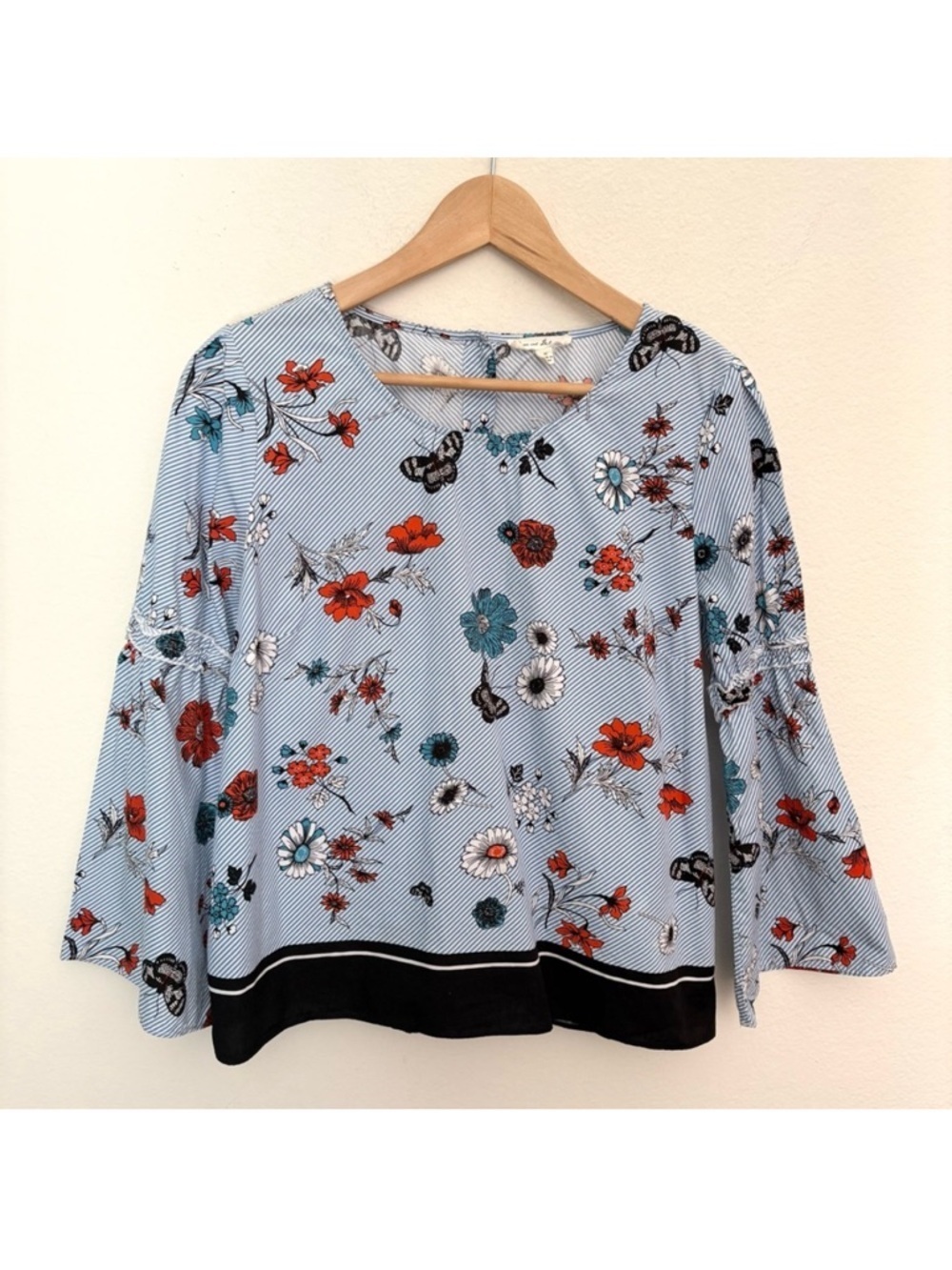 Jane and Delancey Striped Floral Blouse